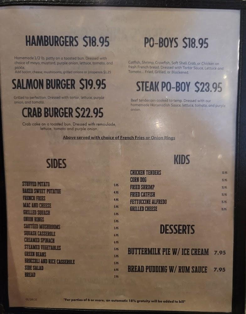 Mayeaux's Steak & Seafood Restaurant Menu image 1