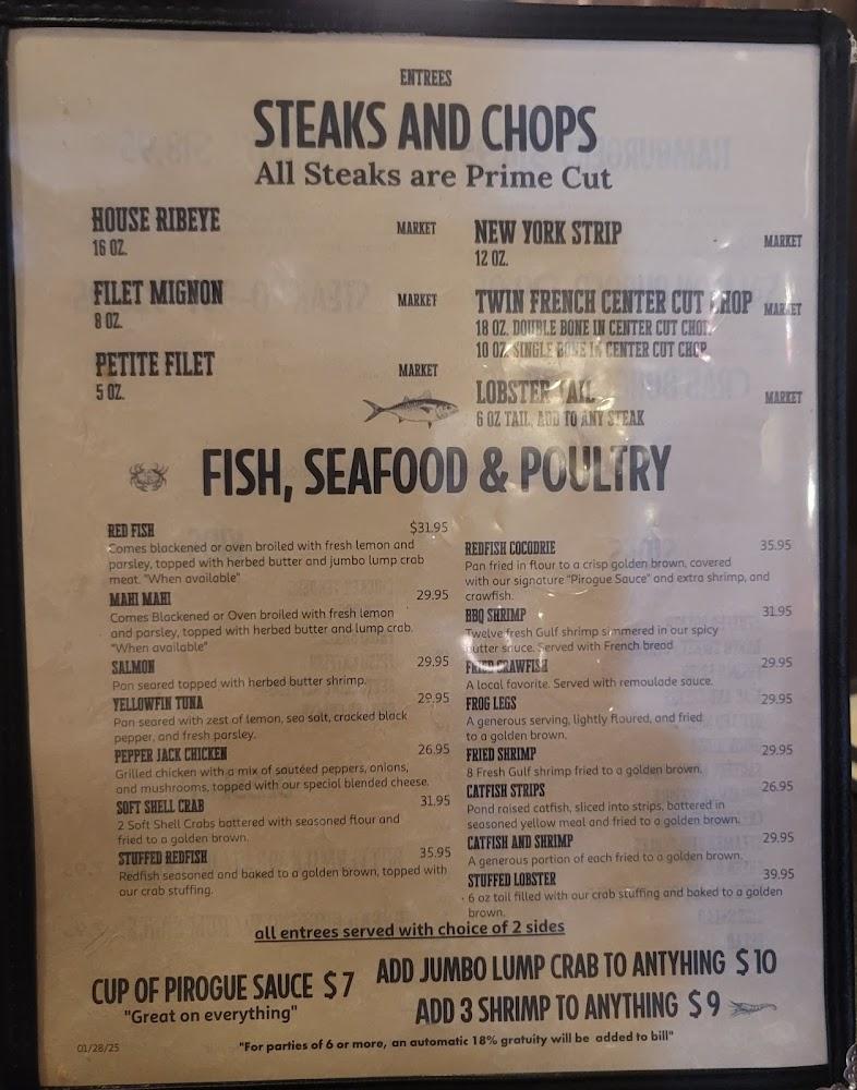Mayeaux's Steak & Seafood Restaurant Menu image 2